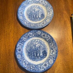 2 Liberty Blue 7” Plates Staffordshire